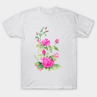 Pink Ornamental Watercolor Roses T-Shirt